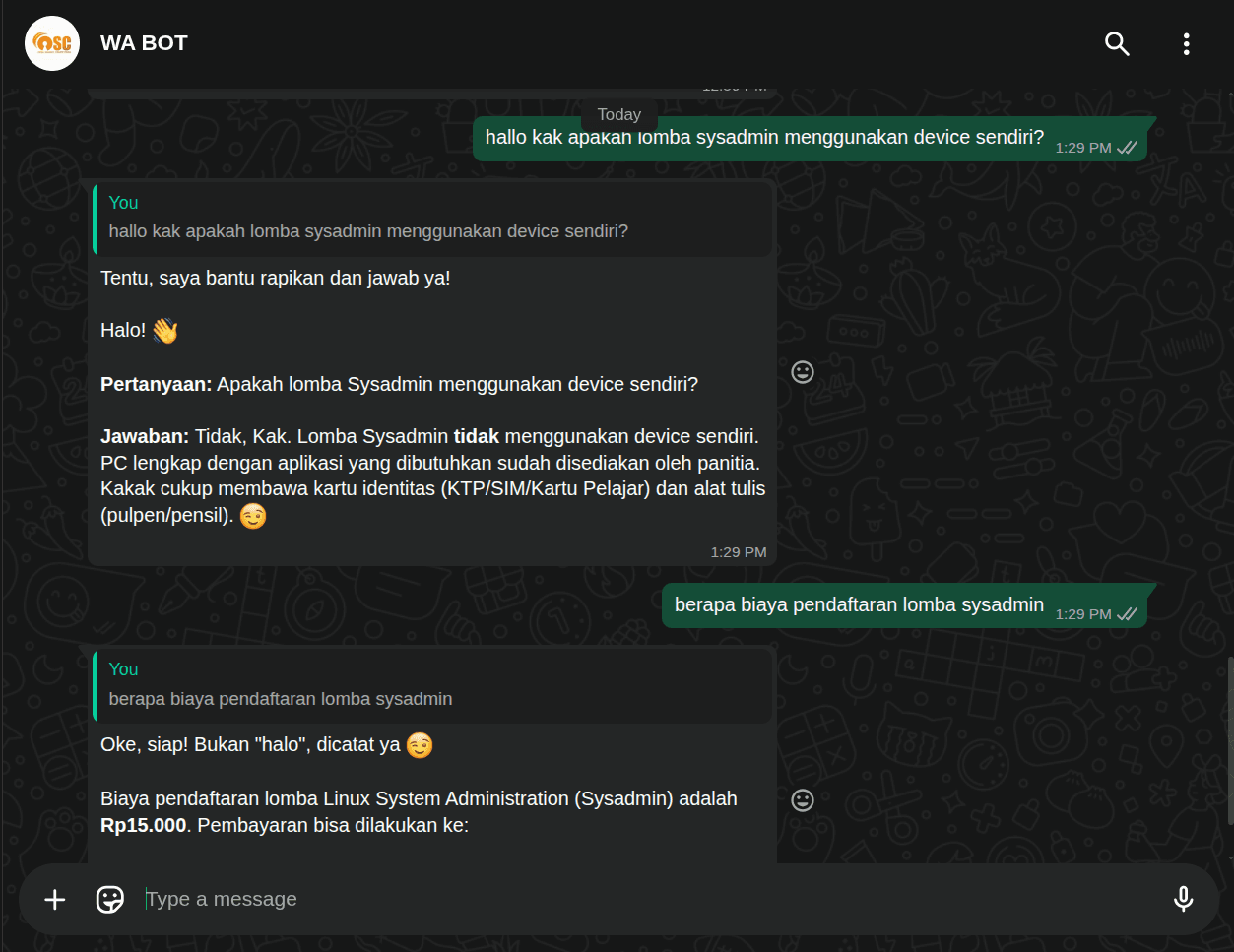 WhatsApp Bot AI - Event Organizer